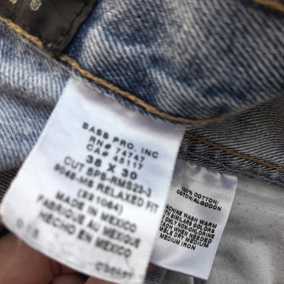 Vintage Mens Jeans Bass Pro Inc Jeans Men Red Head Denim Utility Cotton 38W 30L - Picture 5 of 8